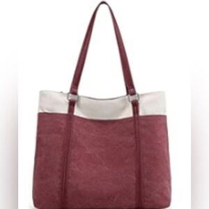 Claret Red Canvas Laptop Bag